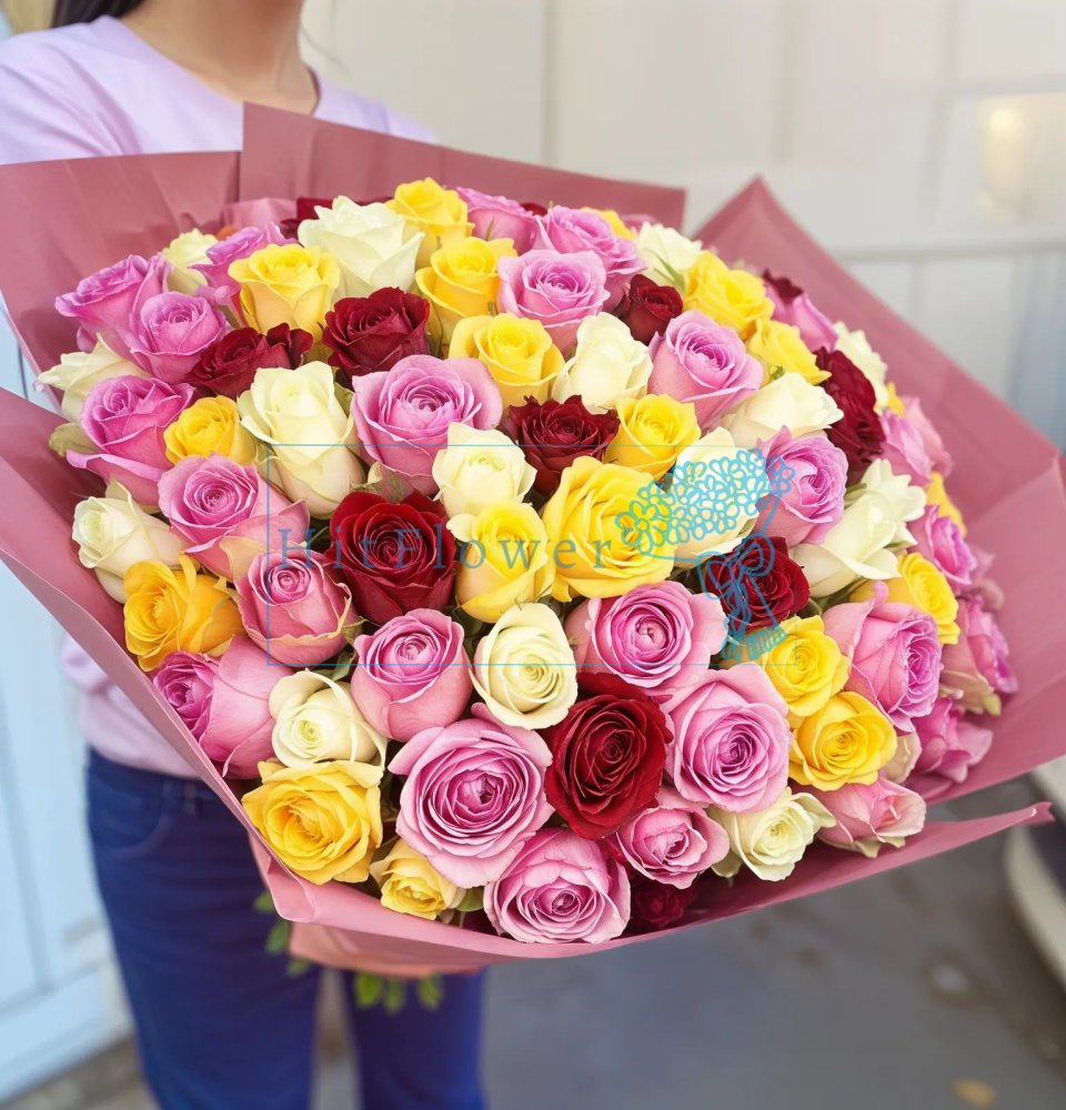 Букет роз Микс из 101 розы